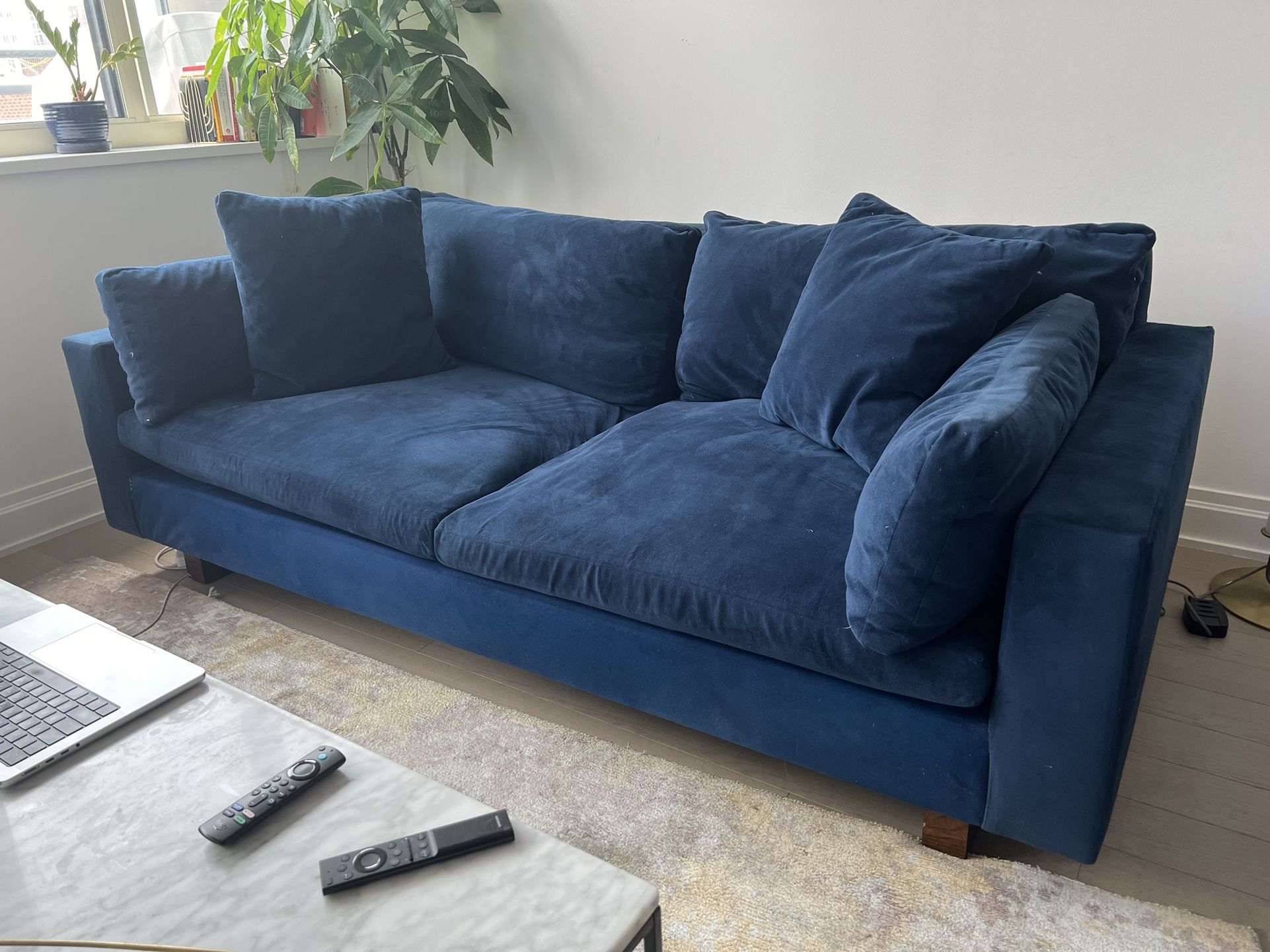 West Elm 82" Ink Blue Performance Velvet Harmony Sofa - $200 (Upper East Side)