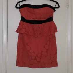 Forever 21 Coral Strapless Dress Size Medium