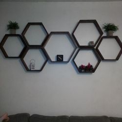 Homemade Wooden Honeycomb Shelves