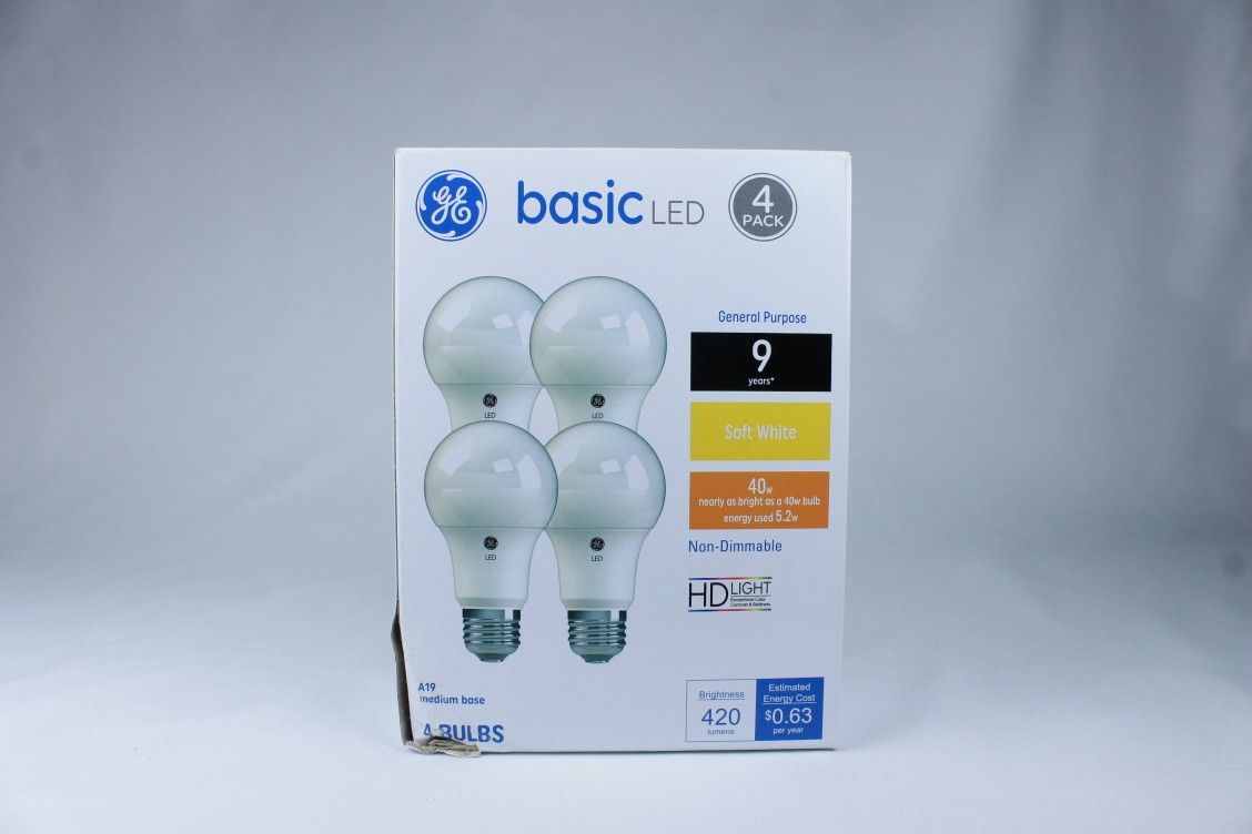 GE 4PK 5.2W 40W EQUIVALENT BASIC LED LIGHT BULBS SOFT WHITE 420 LUMENS ...