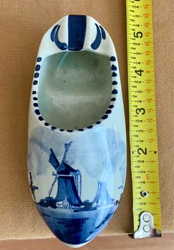Hand-Painted Delft-Style Blue Ceramic Clog Wall Art Made in Holland