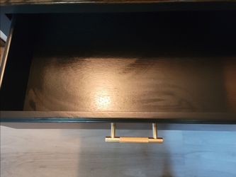 Dark Wood Drawer with Gold Bar Pull