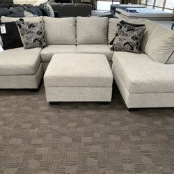 Grey Double Chaise U Shaped Sectional 