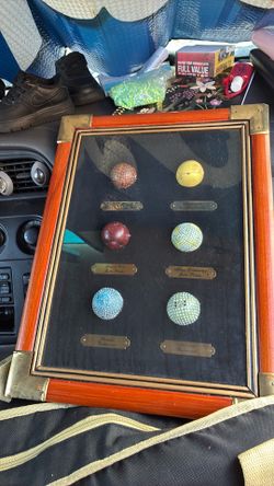 Antique Golf Ball Collection Shadow Box Display