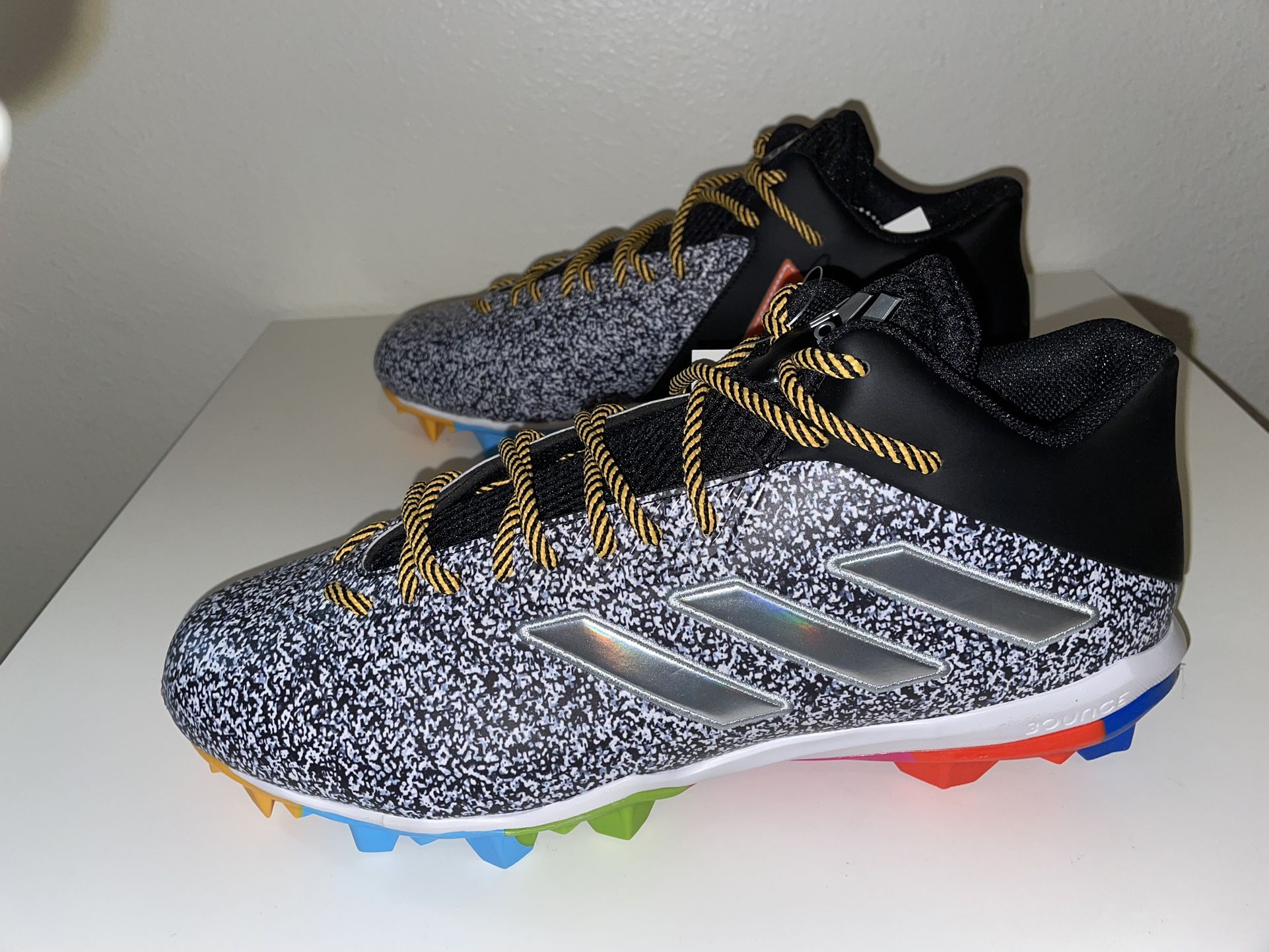 RARE Adidas Freak Mid MD Football Cleats Black Multi Color US Mens 13 EF8712