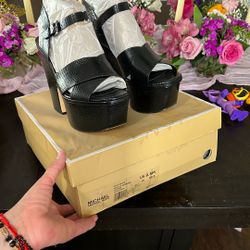 Michael Kors Black Leather Wedge 