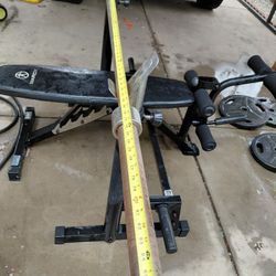 Marcy Bench  Press With Barbell And Weights 