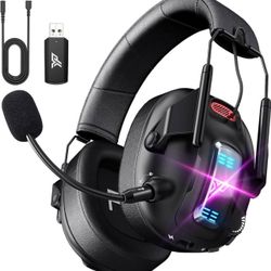 Wireless Gaming Headset for PS5, PS4, PC, USB Over Ear Gaming Headphones with Noise Canceling Mic, Bluetooth 5.3, 100H Battery, Low Latency, Only Wire