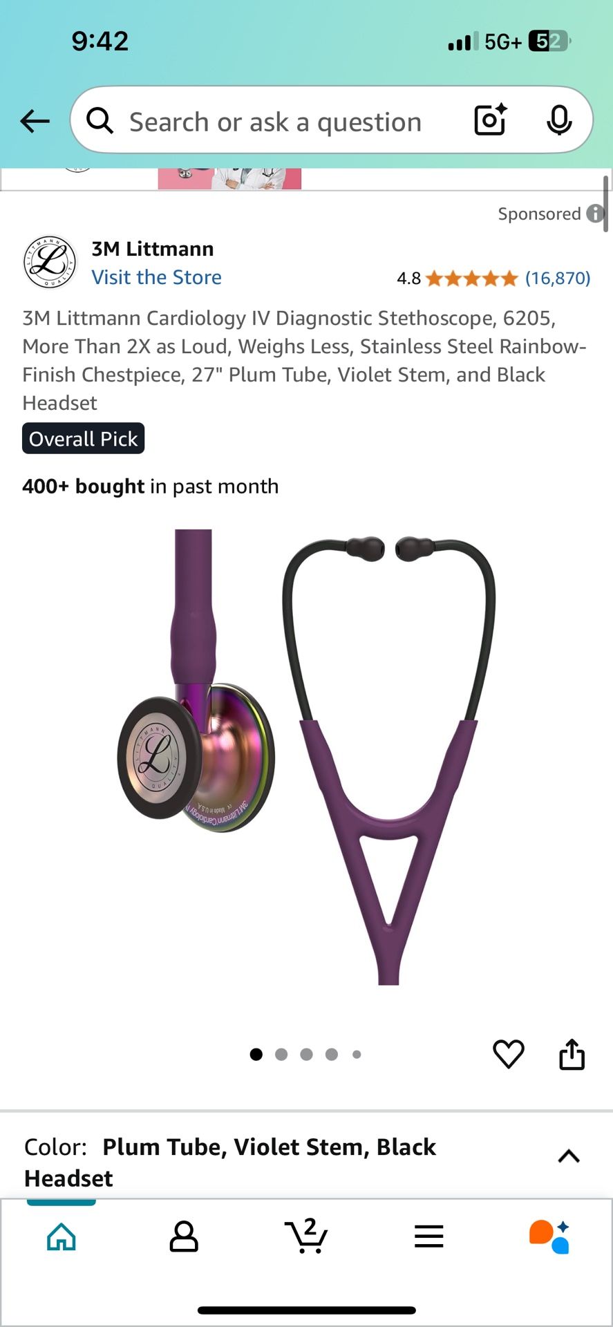 UCSF MISSION BAY- Littmann Cardiology IV Stethoscope – Plum Tube, Black Headset, Silver Chestpiece