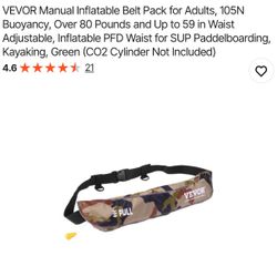 VEVOR Manual Inflatable Belt Pack for Adults, 