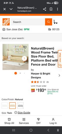 Twin size platform Bed With Door