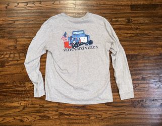 Vintage Vineyard Vines “Summer Truck” Long-Sleeve T-Shirt Gray Size Medium