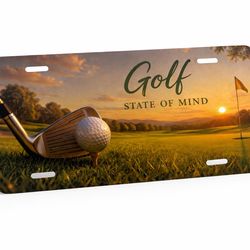 Front License Plate 12x6 Inch – Golf State of Mind Design, Decorative Car Tag...