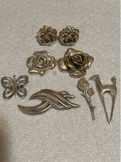 Vintage 925 Sterling Silver Jewelry Lot – Brooches, Pins & Clip-On Earrings