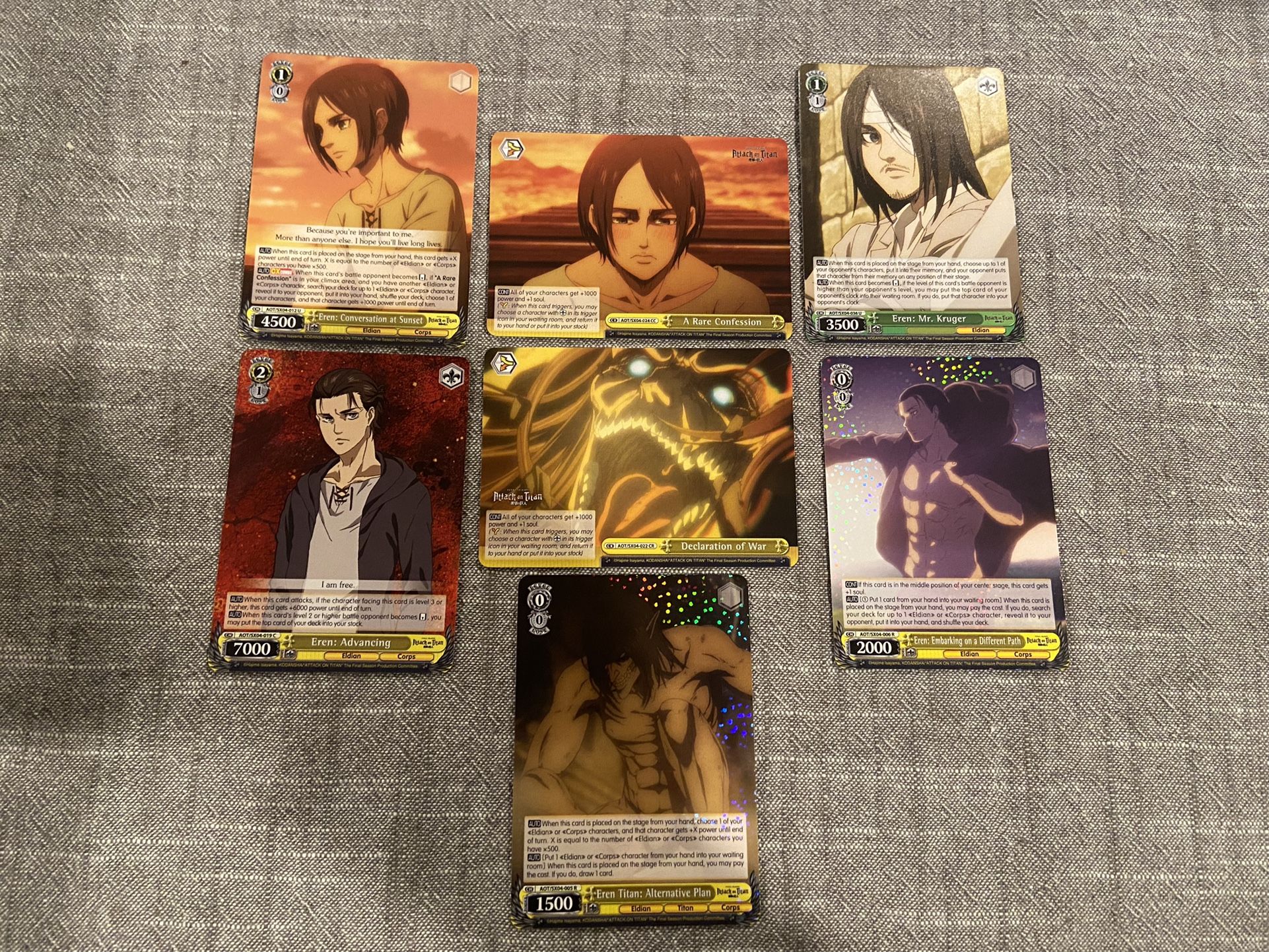 Eren Jaeger (Attack Titan) Card Lot - Attack On Titan Weiss Schwarz TCG English