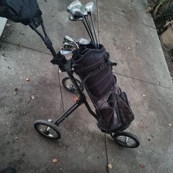 Golf Clubs With Rolling Carrier 