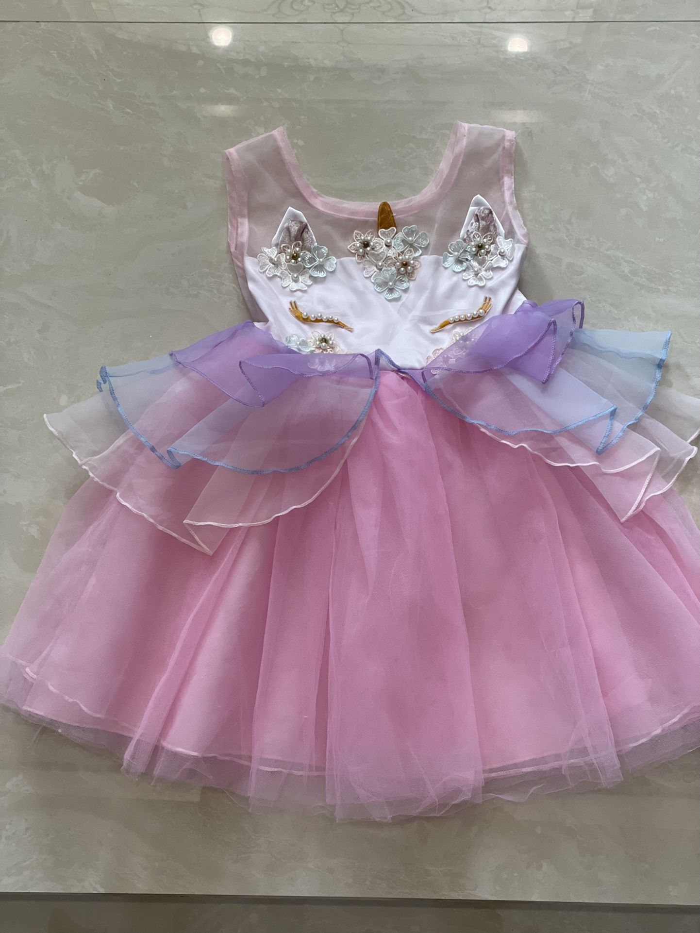 Unicorn Girl Dress Birthday- Dress Up Size 4-6