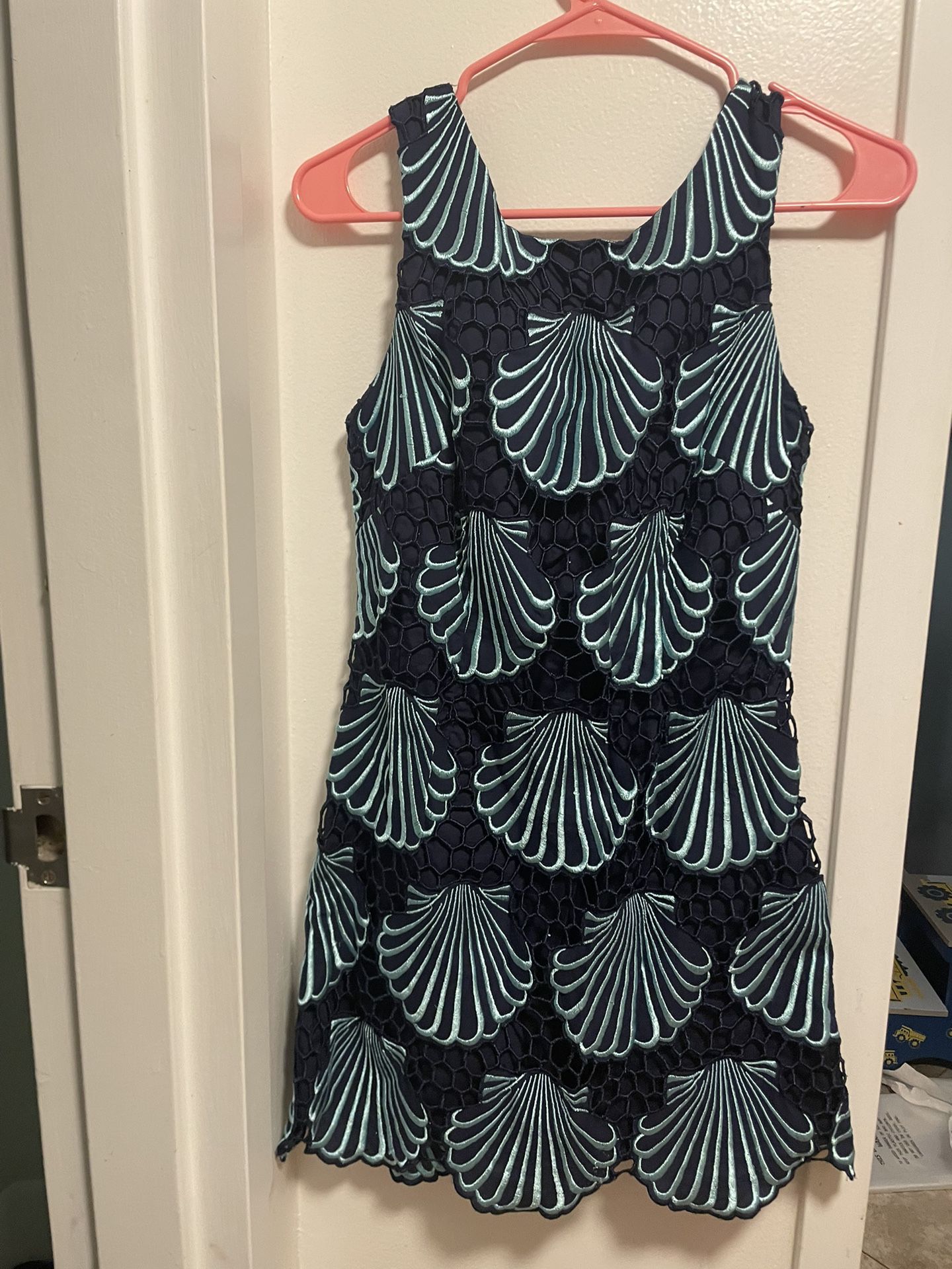Lilly Pulitzer Blue Clam Shell Scalloped Dress Size 2