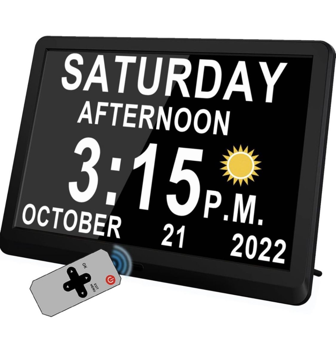 Ultra Large Digital Clock with 19 Alarms & Custom Reminders, Auto DST & Dimming Clock for Wall and Table, Calendar Clock for Seniors Vision Impaired M
