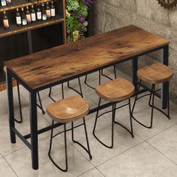 VEIKOUS Rectangular Bar Table 47"L, Industrial Dining Table Tall Counter for Dining Room