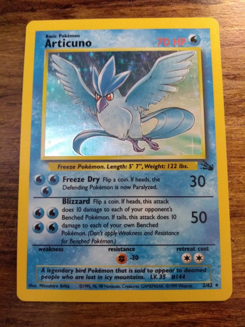 Articuno Holo 2/62 Fossil Pokemon Card LP