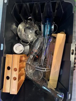 Modern Kitchen + Barware Bundle Bamboo Organizers Glassware