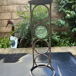 Party light la Rosetta green glass bronze metal pillar candle holder
