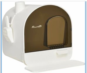 PawHut Cat Litter Box with Lid, Covered Litter Box for Indoor Cats with Tray, Scoop, Filter
