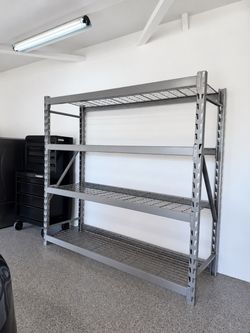 Heavy-Duty Metal Garage Shelving – 77” Wide