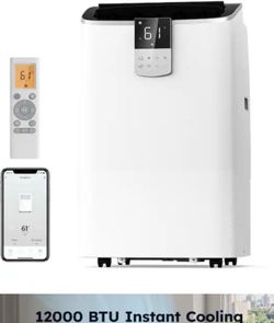New SIMZLIFE 12000 BTU Wi-Fi  Portable Air Conditioner with Remote