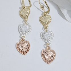 14k Gold Plated Tricolor Heart Eating 