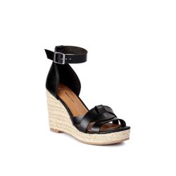 Time and Tru Women's Woven Band Wedge Sandals | Medium | Black