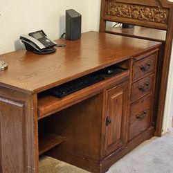 Cherry Wood Desk With Keyboard Tray