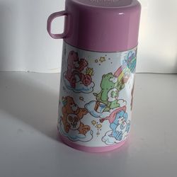 ALADDIN Care Bears Thermos 1985 Care Bears Vintage Pink Top Rainbow Sip top