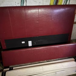 Red Leather Single Bed frame 