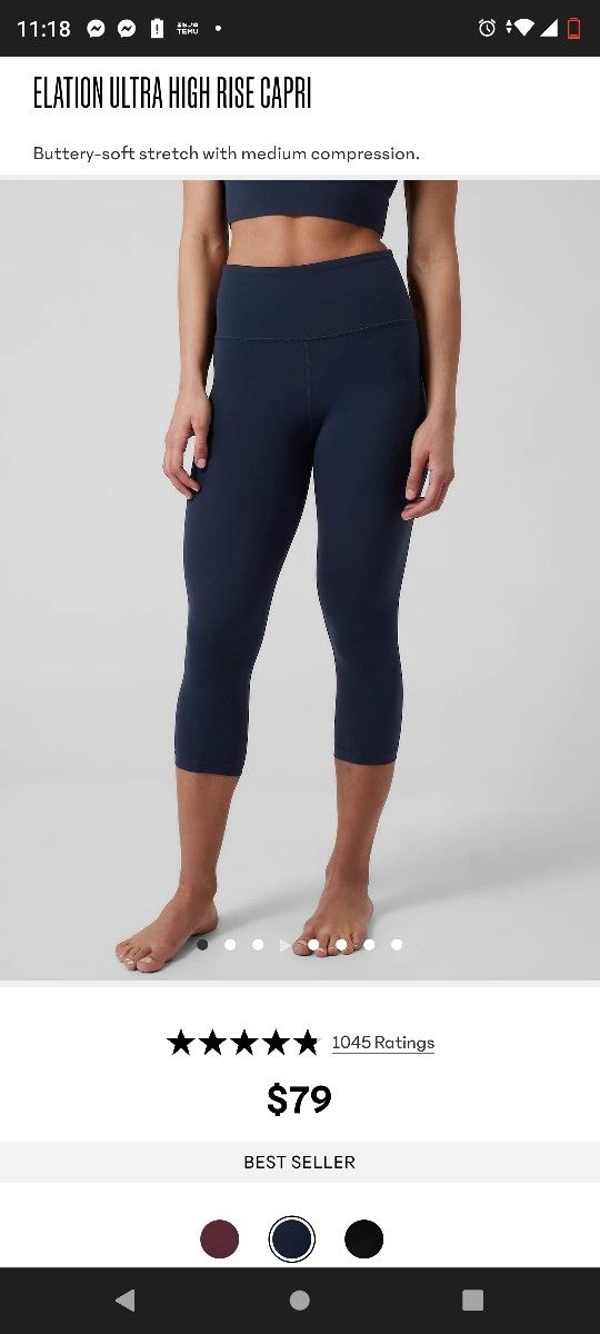 athleta ultra high rise elation capri ( MEDIUM )