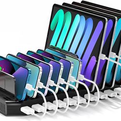 Unitek USB Charging Station for Multiple Devices, Charger Organizer Stand Dock with Dividers, Quick Charge 3.0 Compatible for Smartphone, Tablet, iPad
