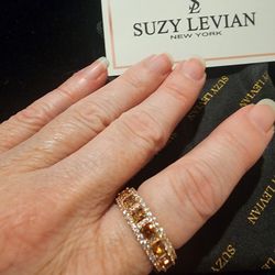 New Suzy Levian Sterling Rose Gold Plated CZ Ring (A92)