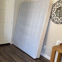 Queen Size Box Spring And  Metal Bed Frame With Rollers 