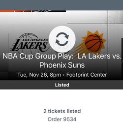 Suns Vs lakers - Season Tickets For Sale