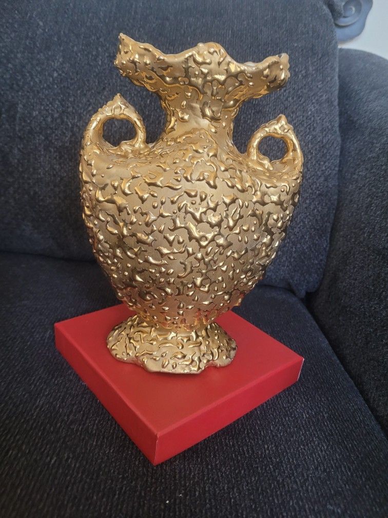 Mid Century Weeping Gold Vase