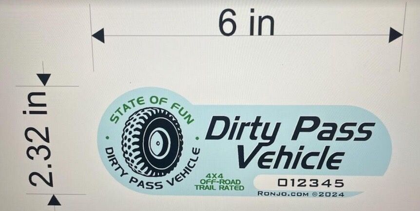 2 PACK - Dirty Pass Vehicle Sticker 6 in L x 2.32 in H