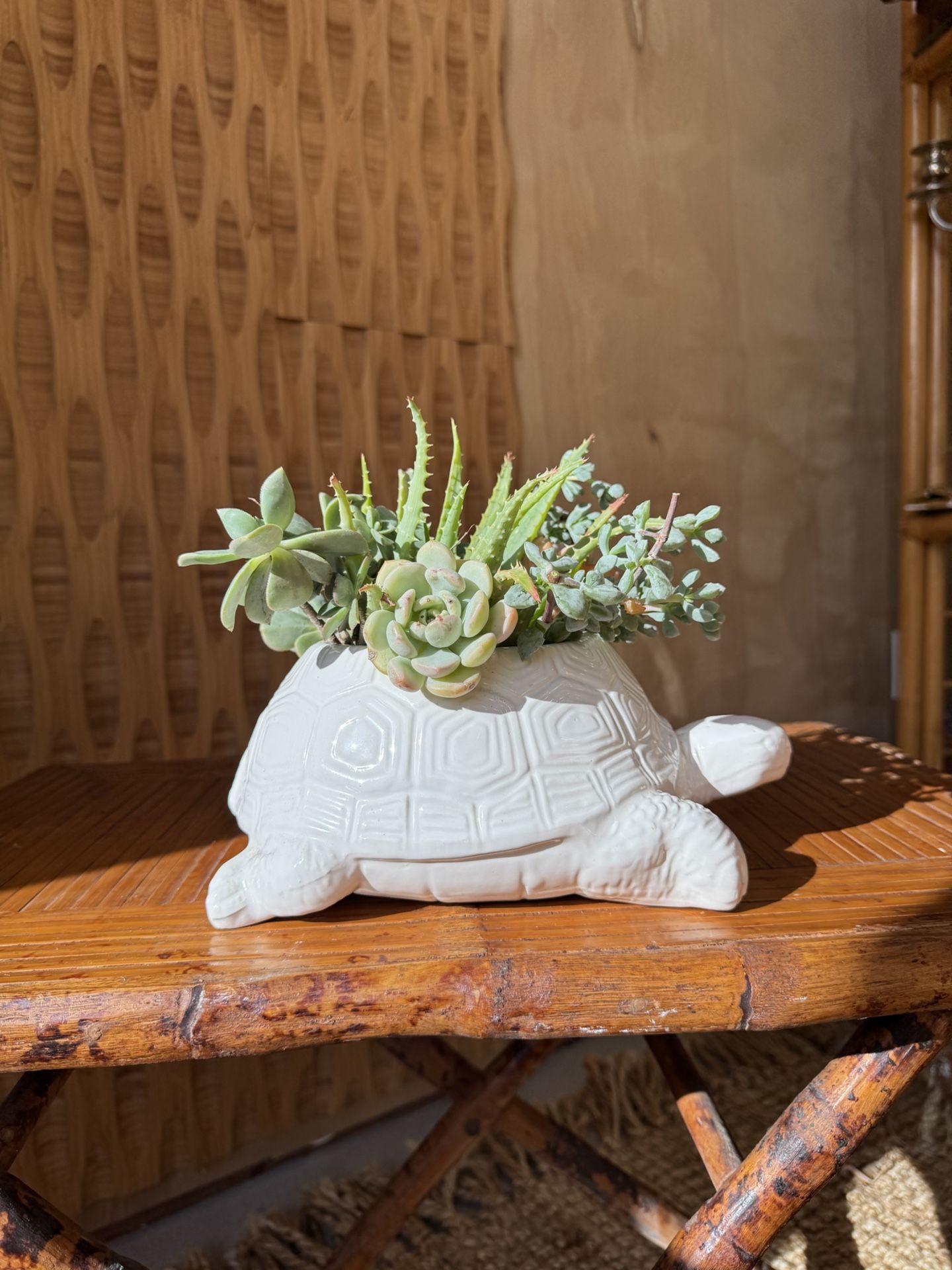 Vintage Turtle Ceramic White Planter Made In Japan Garden Decor Pot Vase Prop Vessel Plant Stand