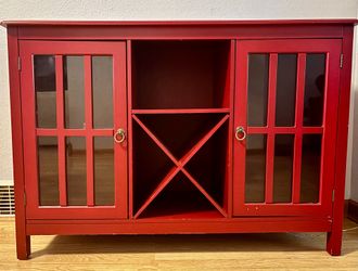 Red Serving Buffet and  Liquor Cabinet