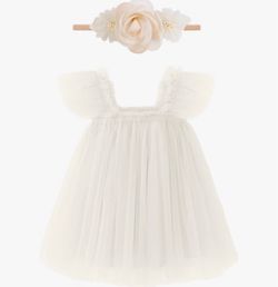 Baby Girl Tulle Dress with Floral Headband