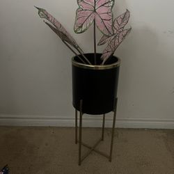 Vase With Faux Pink Flower