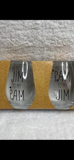THE OFFICE" Jim and Pam Wine Glass Set