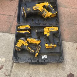 Dewalt Variable Speed Reciprocating  and Impact Driver and Drill Driver Plus Three 20 V Batteries 