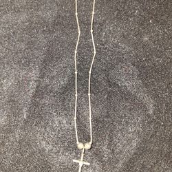 Silver Necklace And Cross