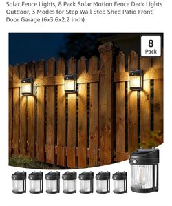 Solar Fence Lights, 8 Pack Solar Motion Fence Deck Lights Outdoor, 3 Modes for Step Wall Step Shed Patio Front Door Garage (6x3.6x2.2 inch)